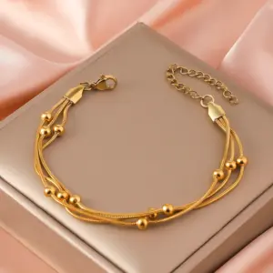 34#Three-layer Beaded Layered Necklace / Length 17 5cm