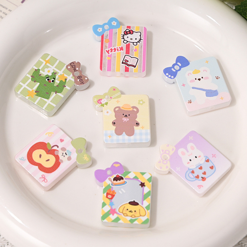 Wholesale Cartoon bow double-sided printed bead aessories