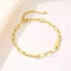 Wholesale 304 Stainless Steel Square Ion Plating (IP) 18K Real Gold Plated Simple Style Classic Style Waterproof Non Tarnish Paperclip Chain Bracelets