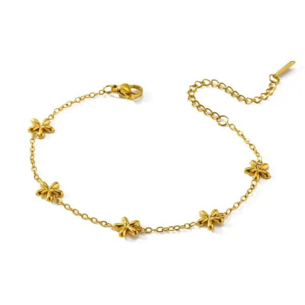 Wholesale Simple Commuter Daily 18K Stainless Steel Butterfly Knot Flower Bracelet Elegant Casual Classic Style Cable Chain Lobster Clasp