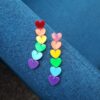 Wholesale Cross-Border European and American Rainbow Six-Color Acrylic Cute and Sweet Tassel Heart-Shaped Flower Arrow Earrings for Women