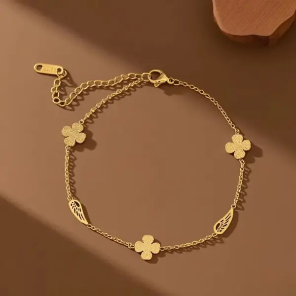 Wholesale Bohemian Fashion Personality Women's Foot Jewelry Straight Supply Stainless Steel Plated 18K Gold Non-fading Ankle Bracelet