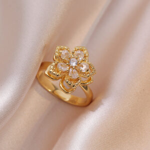 J0204 White Bauhinia Zircon Ring