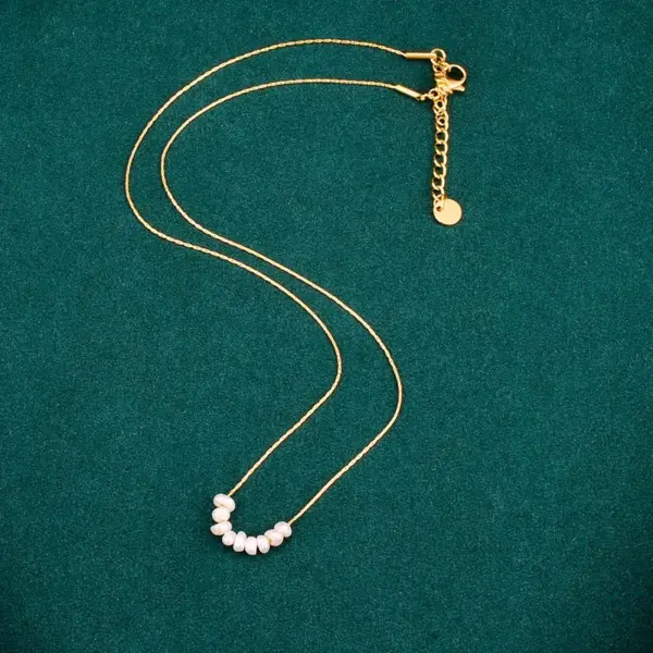 Women'S 304 Stainless Steel Vacuum Plating PVD Coated 18K Gold Plated Inlay Inlaid Heart Freshwater Pearl Shell Necklace Imitation Jewelry