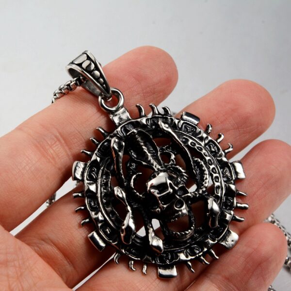 Wholesale Europe, America, Japan and South Korea Couple Ghost Hand Skull Pendant Necklace Personality Casual Fashion Titanium Steel Jewelry Cross-border Supply