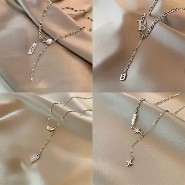 Wholesale Fashion Letter Heart Shape Titanium Steel Inlay Zircon Pendant Necklace 1 Piece