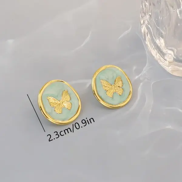 1 Pair Simple Style Round Square Heart Shape 304 Stainless Steel 18K Gold Plated Ear Studs