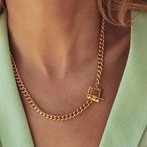 Wholesale Jewelry Simple Style Lock 304 Stainless Steel 14K Gold Plated Plating Necklace