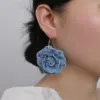 Wholesale 1 Pair Exaggerated Romantic Flower Pearl Three-dimensional Alloy Cloth Drop Earrings Earrings