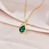 Wholesale Fairy Style Water Droplets Titanium Steel Inlay Zircon Pendant Necklace