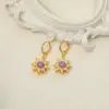Wholesale Jewelry Beach Simple Style Commute Flower Titanium Steel Resin Zircon 18K Gold Plated Inlay Earrings Necklace
