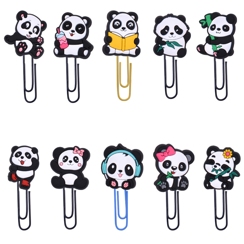 Wholesale Random Cartoon National Treasure Panda Student Paper Clip Bookmark