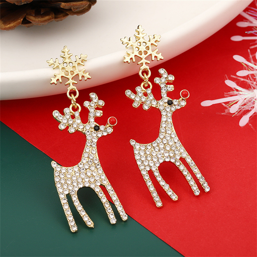 Wholesale Diamond Snowflake Luxury Deer Earrings