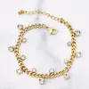 Wholesale Fashion Geometric Titanium Steel Inlaid Zircon Bracelets