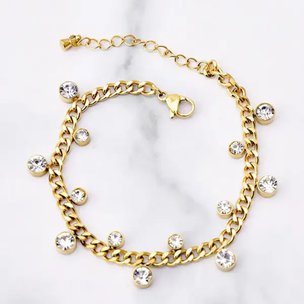 Wholesale Fashion Geometric Titanium Steel Inlaid Zircon Bracelets
