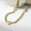 Wholesale Fashion Heart 14k Gold Stainless Steel Necklace