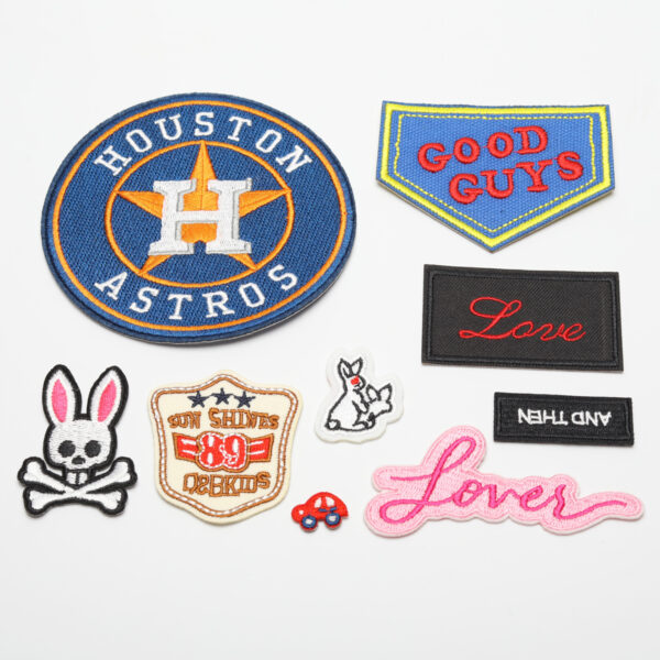 Wholesale Elegant embroidery computer embroidery stickers cute rabbit round badge English letter series clothing bag decorative cloth stickers