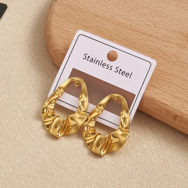 Wholesale Elegant Hollow Out Ins Style 304 Stainless Steel Electroplated Leaf And Flower Stud Earrings Fashionable And Durable For Daily Wear