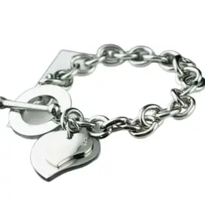 Silver Double Peach Heart Bracelet