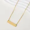 Wholesale Jewelry Basic Simple Style Geometric Customization Laser Engraving 201 Stainless Steel Plating Pendant Necklace Cable Chain