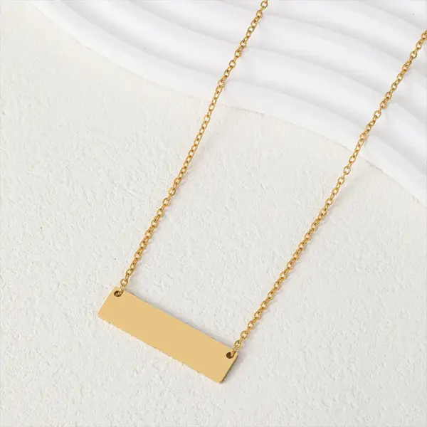 Wholesale Jewelry Basic Simple Style Geometric Customization Laser Engraving 201 Stainless Steel Plating Pendant Necklace Cable Chain