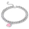 Wholesale brass-plated sier heart bracelet with enamel blue, red, and pink hearts. High-value women's bracelet, opshipping available.
