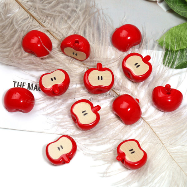 Wholesale Creative colorful 3D strawberry and apple fruit beaded cartoon high-value loose beads DIY mobile phone chain jewelry accessories