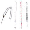 Wholesale Heat Transfer Rosary Beaded Necklace Cross Border Bead Necklace Heat Transfer Cross Metal Pendant