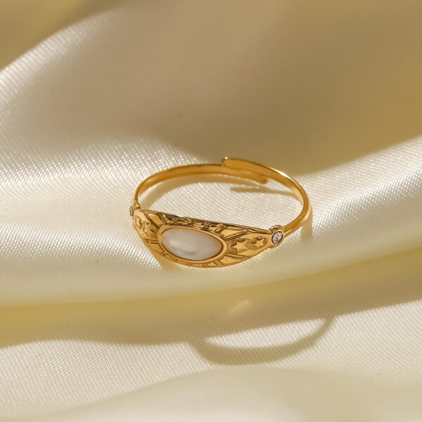 Wholesale French Retro Stainless Steel Zircon Open Ring Ins High-End Cross-Border Ring Star Titanium Steel Jewelry Ring