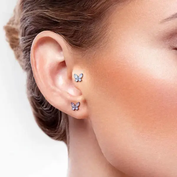 1 Piece Lip Rings Simple Style Shiny Panda Glasses Spider Pure Titanium Titanium Alloy Zircon 14K Gold Plated White Gold Plated Lip Rings Ear Cartilage Rings & Studs