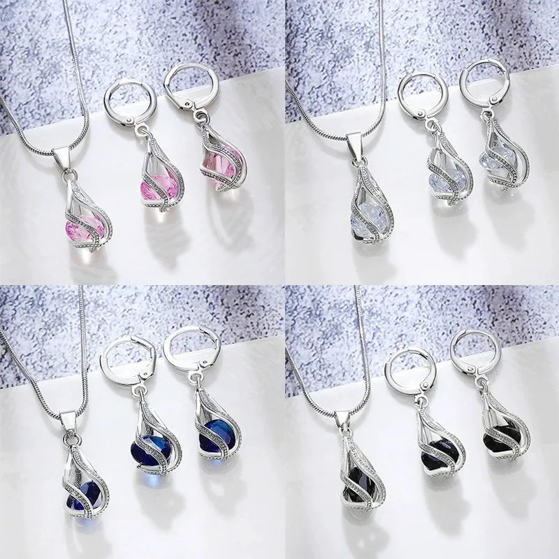 Wholesale Jewelry IG Style Fairy Style Lady Geometric Water oplets Copper Artificial Crystal Artificial Zircon White Gold Plated Plating Hollow Out In