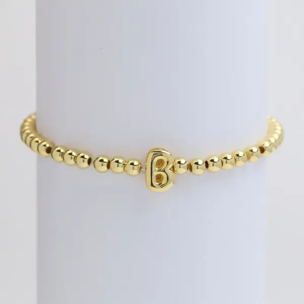 Wholesale Copper Beaded Plating Letter Bracelets