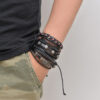 Wholesale Vintage multi-layered cowhide punk bracelet