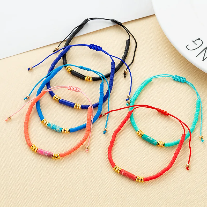 Wholesale Simple Style Solid Color Natural Stone Rope Handmade Knitting awstring Bracelets