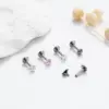 1 Piece 316L Stainless Steel Zircon Ear Cartilage Rings & Studs Square Waterproof Non Tarnish Surgical Steel Unisex