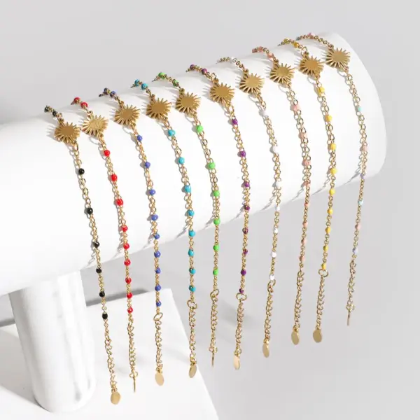 Wholesale Simple Style Sun Stainless Steel Enamel Plating Bracelets 1 Piece