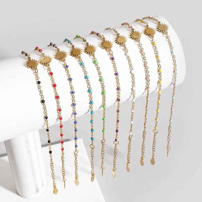 Wholesale Simple Style Sun Stainless Steel Enamel Plating Bracelets 1 Piece