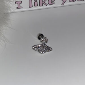 D897-earring-single-full diamond saturn