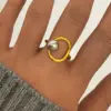 oly-d2ab1f9b604d1f5a52c8bca0956b3f91 Wholesale PVD Coated Real Gold Plated 18K Gold Geometric 304 Stainless Steel IG Style Elegant Simple Style Waterproof Non Tarnish Open Rings