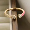 Wholesale Simple Style Square Water Droplets Heart Shape Copper Enamel Plating Inlay Zircon 18k Gold Plated Open Ring