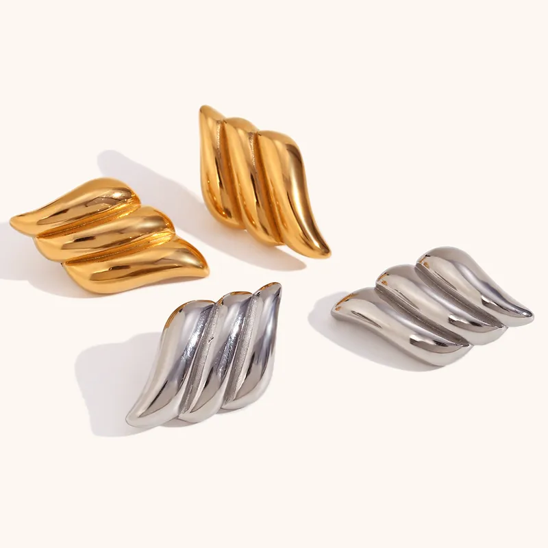 Wholesale PVD Coated Real Gold Plated 18K Gold Geometric 304 Stainless Steel Shiny Waterproof Non Tarnish Ear Studs