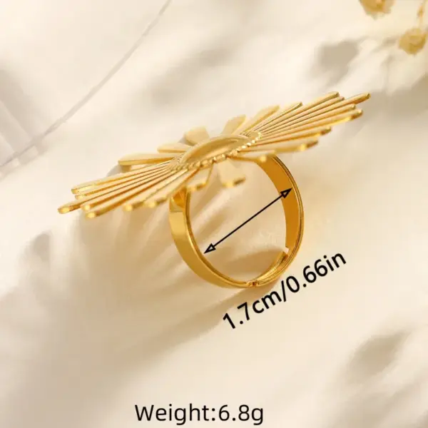 Wholesale PVD Coated Real Gold Plated Sunflower Star Shell 304 Stainless Steel Exaggerated Marine Style Simple Style Waterproof Non Tarnish Open Rings