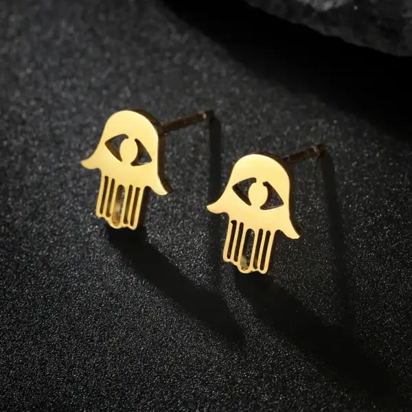 Wholesale 1 Pair Fashion Tortoise Letter Plating Hollow Out 201 Stainless Steel 18K Gold Plated Stainless Steel Earrings