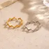 Wholesale Ion Plating (IP) 18K Gold Plated Waves Lines 304 Stainless Steel Elegant Glam Hip-Hop Waterproof Non Tarnish Open Rings