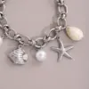 Hawaiian Bohemian Beach Starfish Shell Hippocampus Pearl 304 Stainless Steel Stainless Steel Chain Bracelets In Bulk