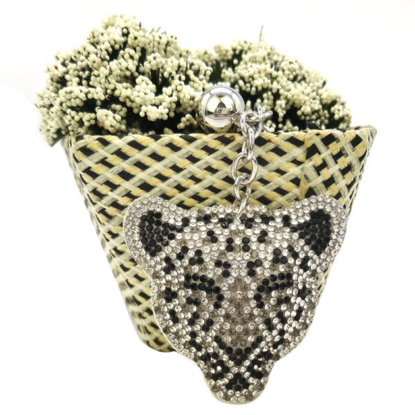 Wholesale 4pcs velvet Diamond leopard head car keychain