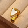 304 Stainless Steel Plastic Heart Shape Ion Plating (IP) Acrylic Shell 18K Gold Plated Lady Modern Style Classic Style Waterproof Non Tarnish Plating Inlay Open Rings