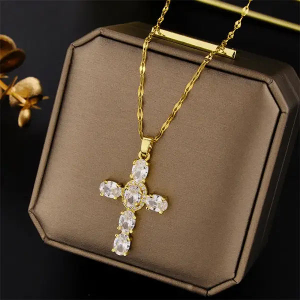 Wholesale PVD Coated Real Gold Plated Geometric Stainless Steel Simple Style Waterproof Non Tarnish Necklace