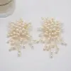 Wholesale 1 Pair IG Style Exaggerated Flower Pearl Plating Alloy Drop Earrings