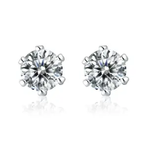 Classic Six-Claw Stud Earrings 1 Karat